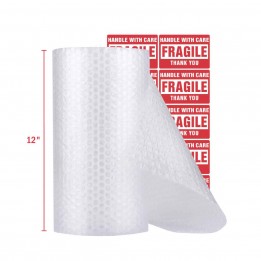 Bubble Cushioning Wrap – 36 feet/Roll with 20 Fragile Labels