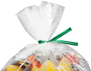 bright colored seal for packaging candies in a plastic pack