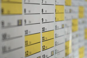 A wall calendar ready for labeling