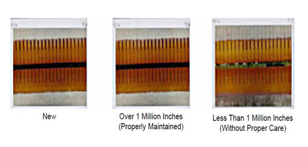 Magnified print head images that show tangible effects of regular equipment maintenance