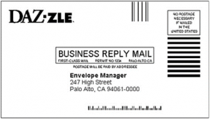 US business reply mail showing different barcode types