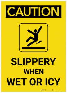 A caution label for icy steps