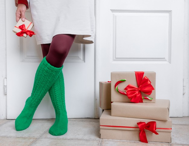 Christmas packages at the door