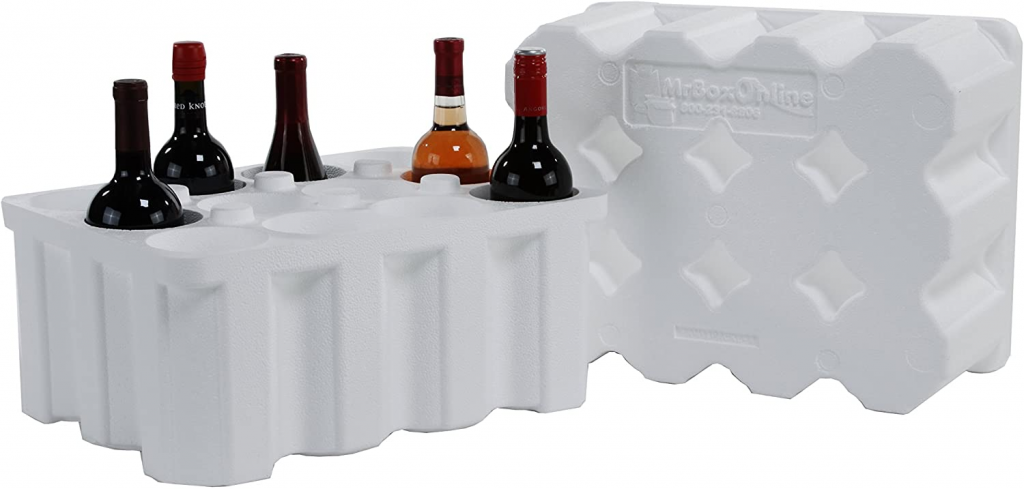 a styrofoam wine shipper