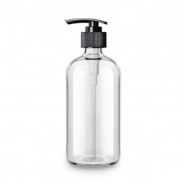 Glass Soap Dispenser Bottle with Stainless Steel Pump (16-Oz) – Clear Boston Round