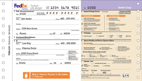 fedex round trip label