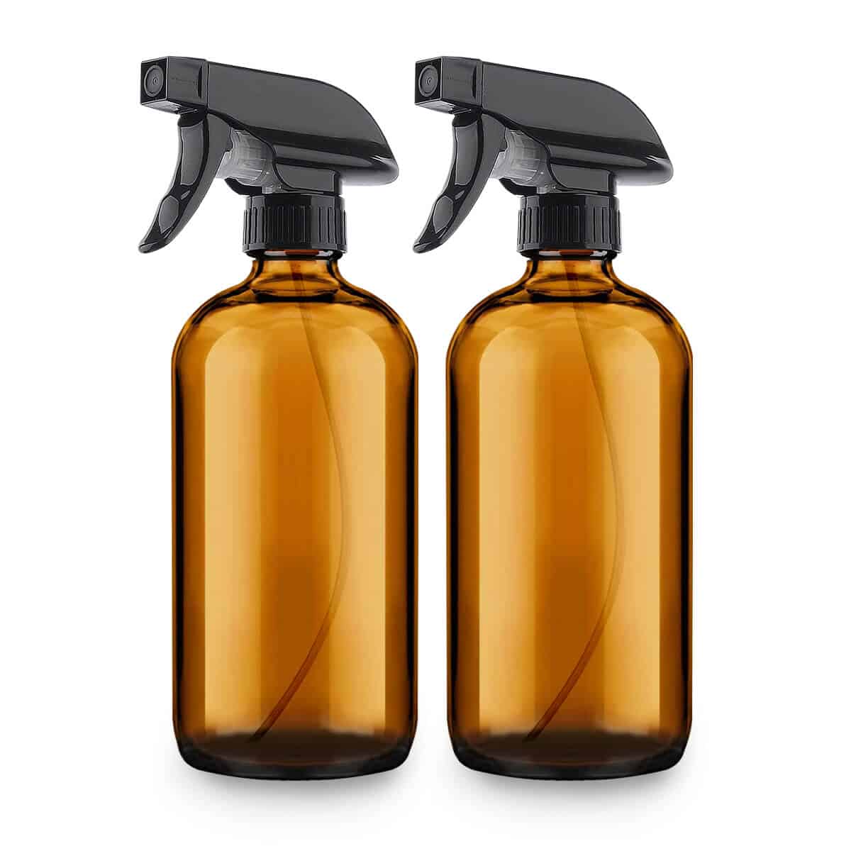 2 Pack Amber Glass Spray Bottles (16 oz) Refillable Mist & Stream Sprayer for Essential Oils, Aromatherapy, Hair, Kitchen & Cleaning Solutions