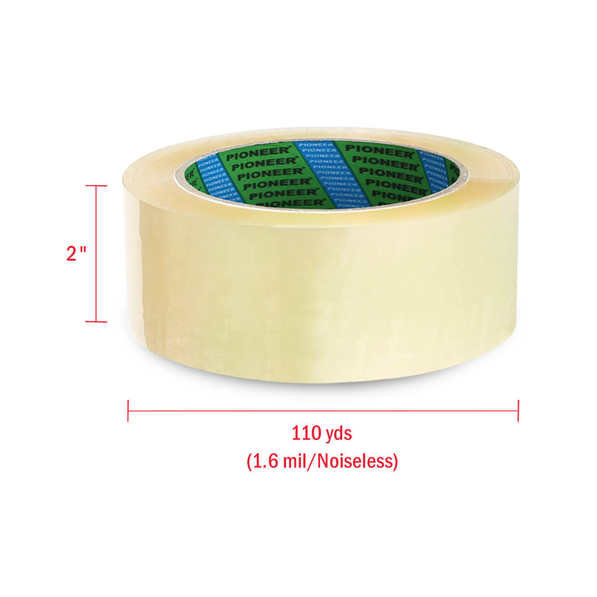 Clear Silent Packing Tape 2” x 110 yards (48mm x 100M), 1.6 mil thickness