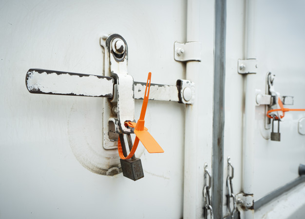 A cargo container with a sealed lock