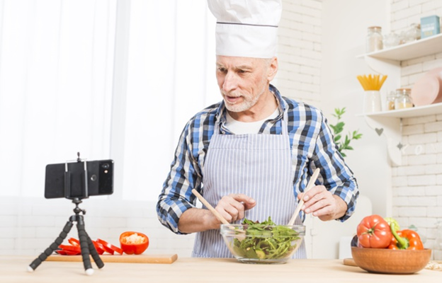 A man explaining online what's unique about his cooking