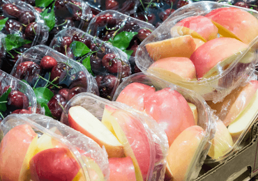 Clear plastic wrap makes these fruit packages tempting!