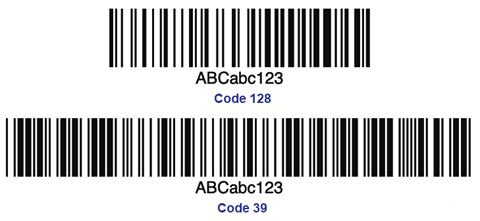 Code 128 or Code 39 format