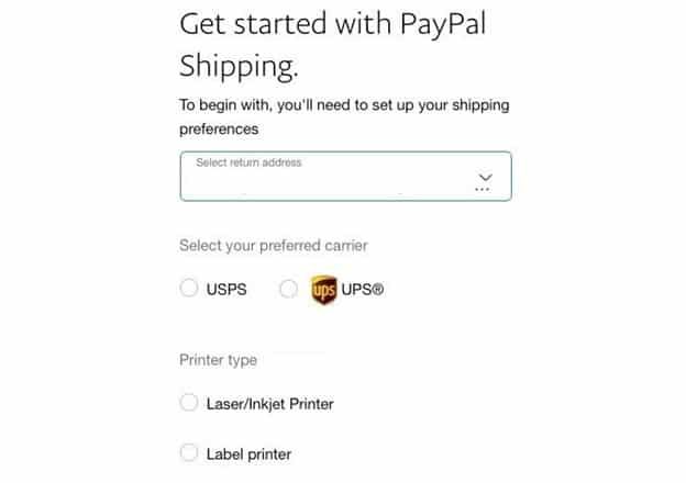 Create Shipping Label page