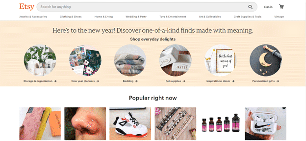 Etsy-homepage