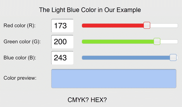 The light blue color in our RGB example