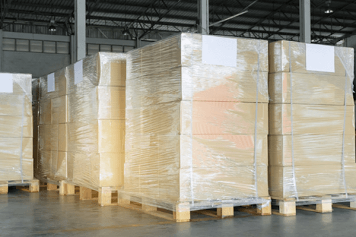 Pallets wrapped in stretch film