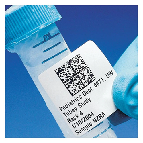 A polyester freezer label with acrylic adhesive