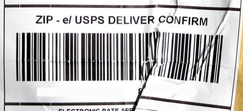 Faded and Wrinkled USPS label