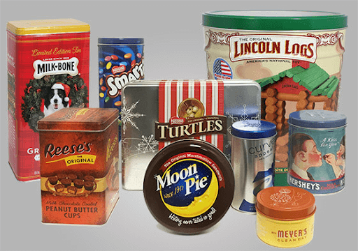 food packaging in different sizes and labels