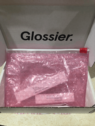 glossier's durable packaging in bubble wraps
