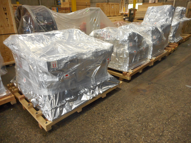 Damaged shrink-wrapped pallets